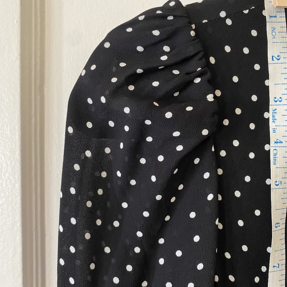 Reformation Black White Polka Dot Zip Mid Length Dress Size 6 - Picture 7 of 15